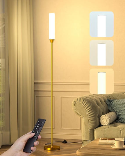 Floor Lamps for Living Room, Upgrade Moder Floor Lamp with Remote Control, Full Range Dimming Minimalist Standing Lamp Perfect for Living Room, Bedrooms and Office(Copper) - LeafyLoom