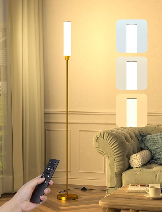 Floor Lamps for Living Room, Upgrade Moder Floor Lamp with Remote Control, Full Range Dimming Minimalist Standing Lamp Perfect for Living Room, Bedrooms and Office(Copper) - LeafyLoom