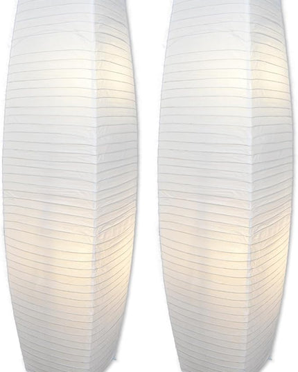 LIGHTACCENTS Alumni Paper Floor Lamps 2-Pack - Japanese Inspired Standing Lights with Chrome Base and Elegant White Paper Shade, Paper Lantern Lamp with Rice Paper Lamp Shade (Set of 2) - LeafyLoom