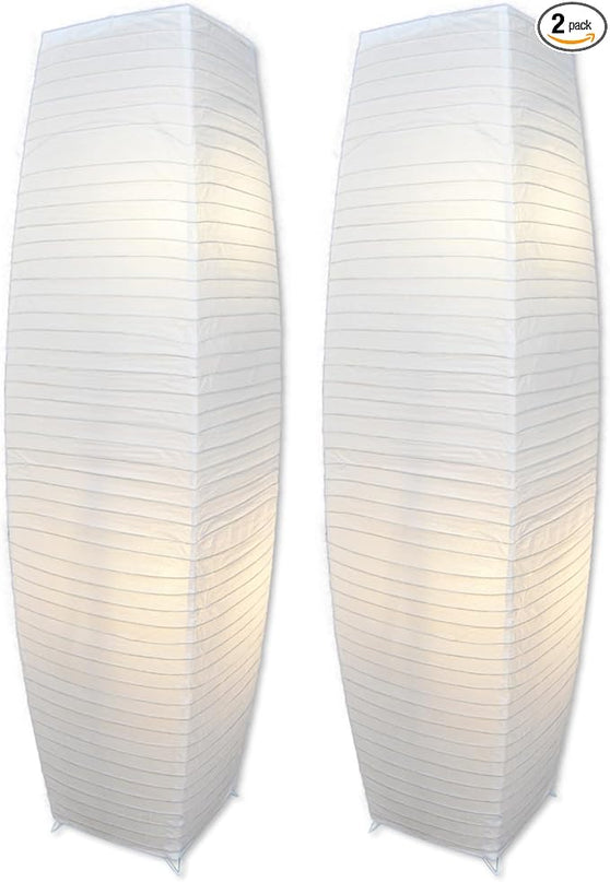 LIGHTACCENTS Alumni Paper Floor Lamps 2-Pack - Japanese Inspired Standing Lights with Chrome Base and Elegant White Paper Shade, Paper Lantern Lamp with Rice Paper Lamp Shade (Set of 2) - LeafyLoom