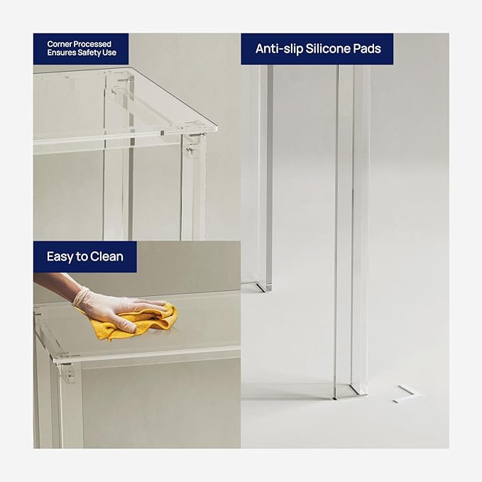 HMYHUM Acrylic Desk, 39.4" L x 19.7" W x 29.5" H, Clear Desk for Home Office for Laptop, Study, Writing, Vanity Table with Rectangular Legs, Modern, Easy Assembly - LeafyLoom