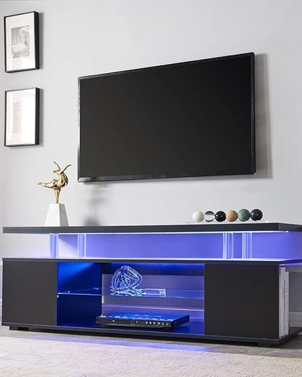 NicBex TV Stand for 65 Inch TV LED Gaming Entertainment Center Media Storage Console Table with Large Sliding Drawer & Side Cabinet for Living Room,Bedroom,51 Inch,Black - LeafyLoom