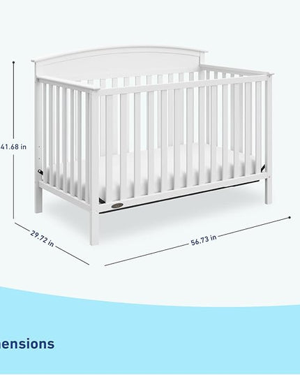 Graco Benton 5-in-1 Convertible Crib (White) – GREENGUARD Gold Certified, Converts from Baby Crib to Toddler Bed, Daybed and Full-Size Bed, Fits Standard Full-Size Crib Mattress - LeafyLoom