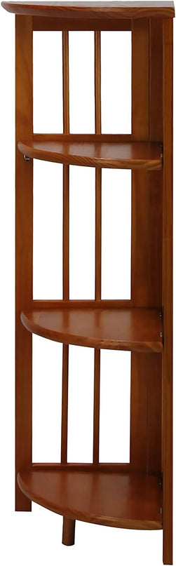 Casual Home 4-Shelf Corner Folding Bookcase, Honey Oak - LeafyLoom