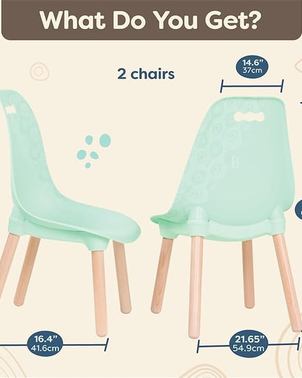 B. toys- B. spaces – Chairs For Kids – 2 Chairs – Wooden Legs - Furniture For Kids – Kid Century Modern: Chair Set - Mint- 3 Years + - LeafyLoom