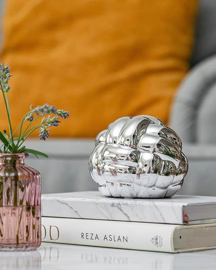 Silver Decor Knot, Silver Table Decor, Coffee Table Decor, Shelf Decor, Modern Decor for Decorative Books, Decorative Objects (5X4inc) - LeafyLoom