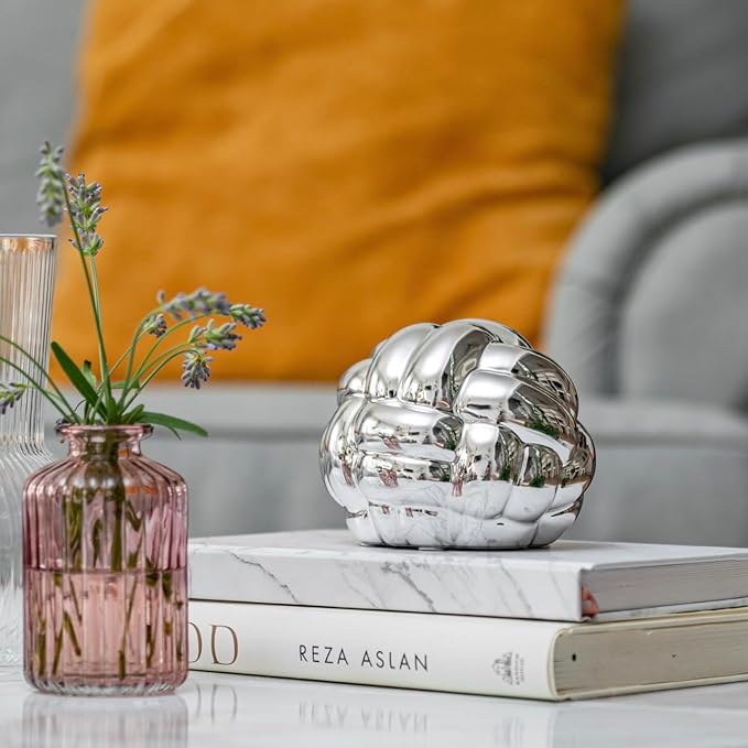 Silver Decor Knot, Silver Table Decor, Coffee Table Decor, Shelf Decor, Modern Decor for Decorative Books, Decorative Objects (5X4inc) - LeafyLoom