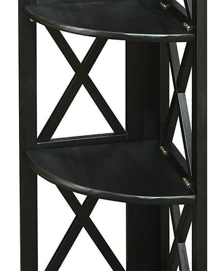 Casual Home Montego 3-Shelf Corner Folding Bookcase with Mantel Top, Black - LeafyLoom