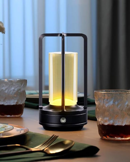 Portable Metal Desk Lamp,3-Color Touch Control, Rechargeable Battery - Ideal Bedside Lamp for Bedroom Nightstand - LeafyLoom