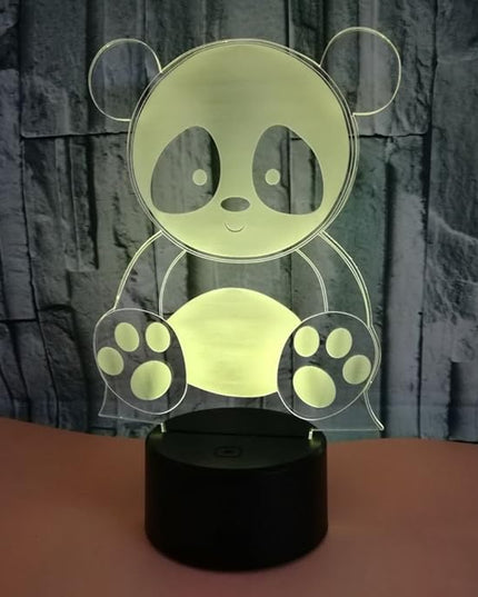 Optical Illusion 3D Panda Night Light 16 Colors Changing USB Power Remote Control Touch Switch Decor Lamp LED Table Desk Lamp Children Kids Christmas Xmas Brithday Gift - LeafyLoom