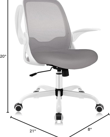 KERDOM Office Chair, Ergonomic Desk Chair, Breathable Mesh Computer Chair, Comfy Swivel Task Chair with Flip-up Armrests and Adjustable Height - LeafyLoom