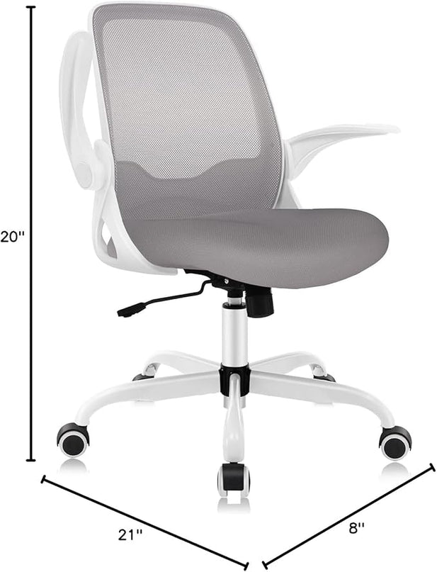KERDOM Office Chair, Ergonomic Desk Chair, Breathable Mesh Computer Chair, Comfy Swivel Task Chair with Flip-up Armrests and Adjustable Height - LeafyLoom