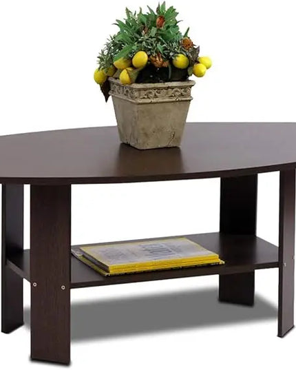 Furinno Simple Design Coffee Table, Dark Brown - LeafyLoom