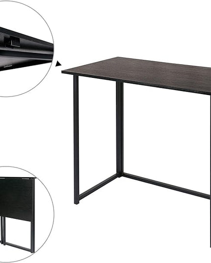Leopard Outdoor Products Folding Computer / Laptop Table for Small Spaces, Space-Saving Home Office / Writing Desk, Compact Study Reading Foldable Desk (Black) - LeafyLoom