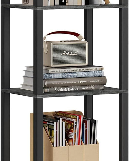 TUTOTAK 5 Tier Bookcase and Bookshelf, Narrow Book shelf with Door for Small Space, for Living Room, Office, Study, Entryway, Charcoal Grey BS03BY005 - LeafyLoom