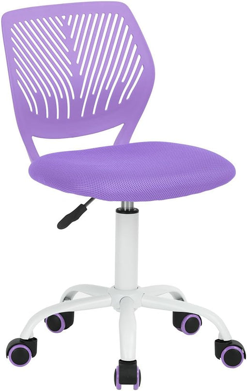 FurnitureR Teens Girls Task Chair 360 Swivel, Low Mid PP Mesh Back Fabric Seat, Height Adjustable, Rolling Castor, W15.7inces x D15.2inces x H29.5-34.2inches (Purple) - LeafyLoom