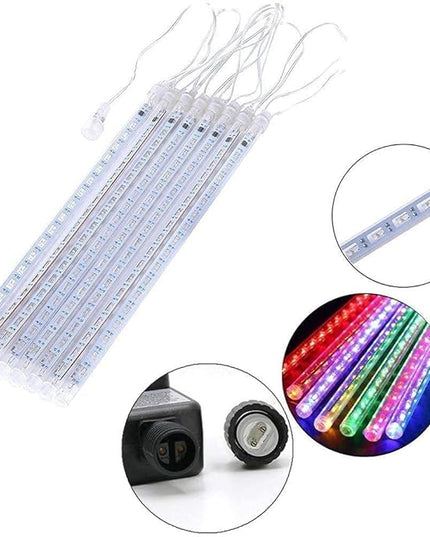 Meteor Shower Lights UL Certified 192 LED Falling Rain Lights with 30cm 8 Tubes rain Drop Christmas Icicle Cascading Lights for Xmas Halloween Decorations Party Holiday Garden Tree,Multicolor Weepong