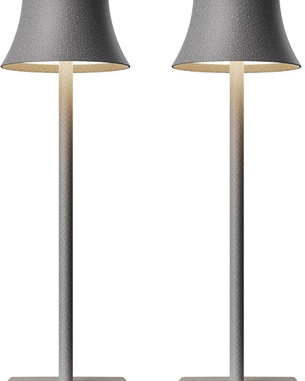 Cordless Table Lamp, Rechargeable LED Battery 5000mAh USB Portable Powered Desk Lamp 3 Levels Brightness Light for Restaurants Bedroom Outdoor (2Pack ferrous gray) - LeafyLoom