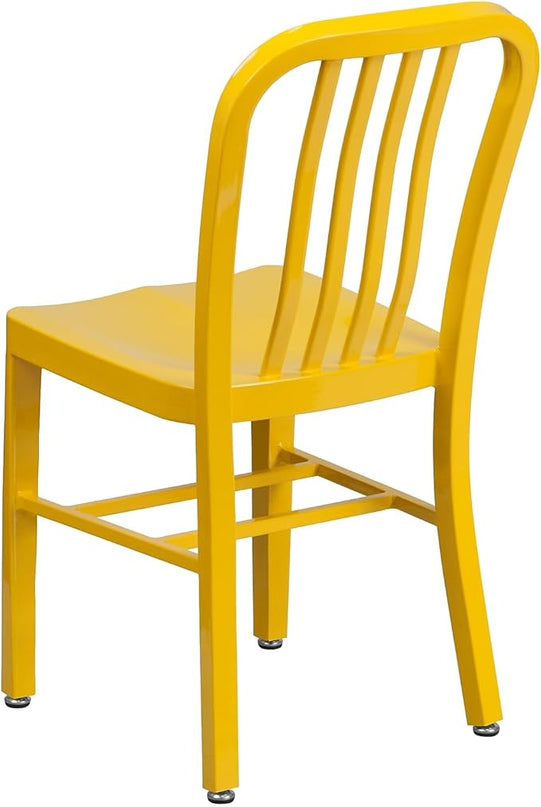 Flash Furniture Commercial Grade Yellow Metal Indoor-Outdoor Chair - LeafyLoom