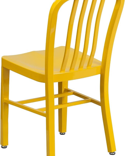 Flash Furniture Gael Commercial Grade 2 Pack Yellow Metal Indoor-Outdoor Chair - LeafyLoom