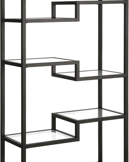 Johann 68'' Tall, Rectangular 8 shelves Bookcase in Satin Nickel - LeafyLoom