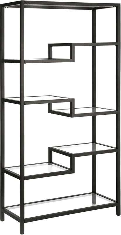Johann 68'' Tall, Rectangular 8 shelves Bookcase in Satin Nickel - LeafyLoom