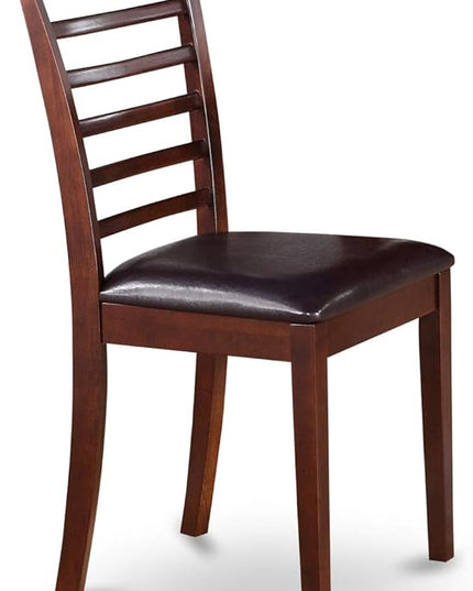 East West Furniture DLML5-MAH-LC 5 Piece Modern Set Includes a Round Wooden Table with Dropleaf and 4 Faux Leather Upholstered Dining Chairs, 42x42 Inch - LeafyLoom