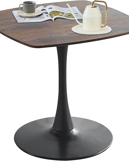 31.5 inch Wood Square Pedestal Dining Table, Mid Century Modern Tulip Table for Kitchen Living Room Small Spaces - LeafyLoom