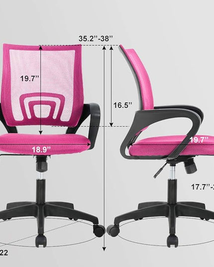 BestOffice Home Office Chair Ergonomic Desk Chair Mesh Computer Chair with Lumbar Support Armrest Executive Rolling Swivel Adjustable Mid Back Task Chair,Pink - LeafyLoom