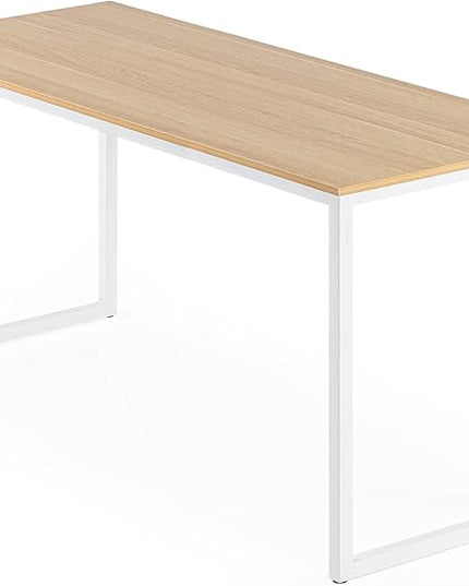 ZINUS Jennifer 63 Inch White Frame Desk / Computer Workstation / Office Desk / Easy Assembly, Natural - LeafyLoom