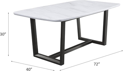 NicBex Dining Table Contemporary Kitchen Table Farmhouse Rustic Dining Table, Marble Top & Weathered Gray Finish Rectangular Dining Table, Easy Assembly, Gray - LeafyLoom