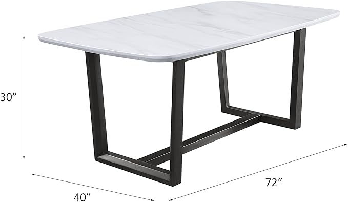 NicBex Dining Table Contemporary Kitchen Table Farmhouse Rustic Dining Table, Marble Top & Weathered Gray Finish Rectangular Dining Table, Easy Assembly, Gray - LeafyLoom