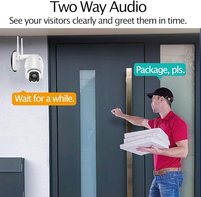 Outdoor PTZ WiFi IP Security Camera 1080P Home Surveillance Camera Pan/Tilt Two-Way Audio Motion Detection Color Night Vision Auto Tracking CamHiPro APP AT-200DW Alptop
