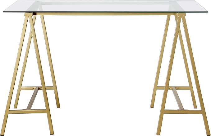 Tulsa Rectangular 48" Wide Desk in Brass - LeafyLoom