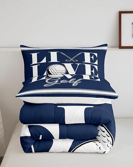 Feelyou Golf Print Bedding Set Queen Size Ball Gaming Comforter Set for Kids Boys Girls Decor Sports Theme Comforter Microfiber Golf Ball Duvet Set Bedroom Quilt Set - LeafyLoom