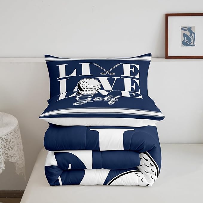 Feelyou Golf Print Bedding Set Queen Size Ball Gaming Comforter Set for Kids Boys Girls Decor Sports Theme Comforter Microfiber Golf Ball Duvet Set Bedroom Quilt Set - LeafyLoom
