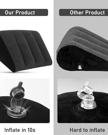 Portable Wedge Pillow for Sleeping - Inflatable Cushion Body Positioners Lightweight Wedge Pillow for Back Pain, Leg Elevation, Use in Bed, Travel, Camping, Fast Inflating Deflating(Black) - LeafyLoom