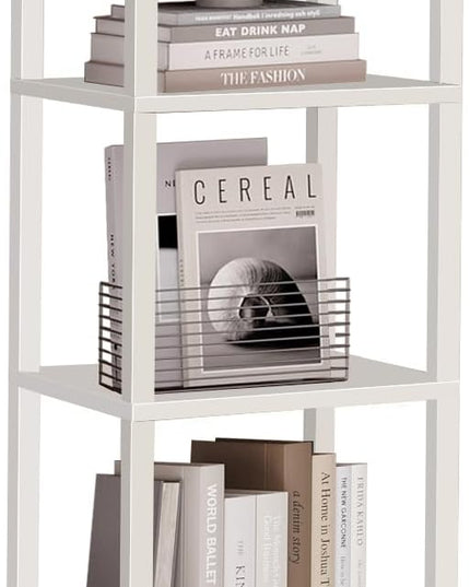 TUTOTAK Bookshelf, 6-Tier Tall Book Shelf, Narrow Bookcase for Small Space, DIY Stackable Bookshelf, for Living Room, Office, Study, Entryway, Industrial, White BS01BW006 - LeafyLoom