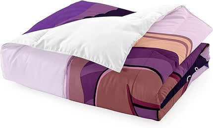 African American Black Girl Comforter Set Twin Size, Black Girls Magic Duvet Comforter for Kawaii Bedroom Decor, Black Girl Love Music Purple Bedding Set with 1 Comforter +1 Pillowcase - LeafyLoom