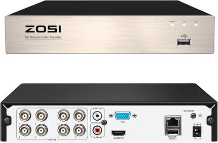 ZOSI 8Channel Surveillance Video Recorders 1080N/720P 4-in-1 HD-TVI Standalone CCTV Security DVR System For 720P,1080P Security Cameras,Motion Detection,Easy Remote Access(NO Hard Drive) ZOSI