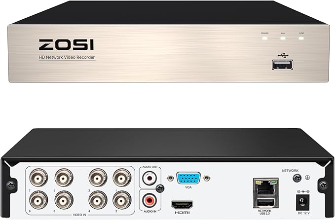 ZOSI 8Channel Surveillance Video Recorders 1080N/720P 4-in-1 HD-TVI Standalone CCTV Security DVR System For 720P,1080P Security Cameras,Motion Detection,Easy Remote Access(NO Hard Drive) ZOSI