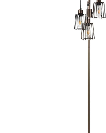 Dimmable Floor Lamp, Tall Floor Lamps for Living Room Bright Lighting, Standing Tree Floor Lamp with 3 Elegant Teardrop Cage Head, Farmhouse Industrial Floor Lamp for Bedroom Office(Brown) - LeafyLoom