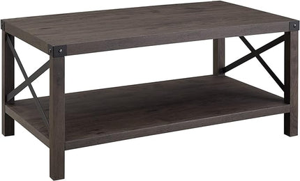 Walker Edison Sedalia Modern Farmhouse Metal-X Coffee Table, 1 Pack, Sable Grey - LeafyLoom