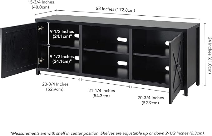 Henn&Hart Rectangular TV Stand for TV's up to 80" in Black Grain, TV Stands for the Living Room - LeafyLoom