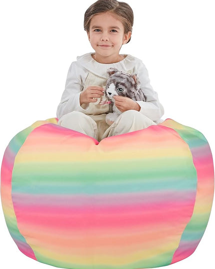 Nobildonna Stuffed Animal Storage Bean Bag Chair Cover Only for Kids Girls Toddler, Large Beanbag Chair without Filling for Organizing Children Soft Plush Toys - LeafyLoom