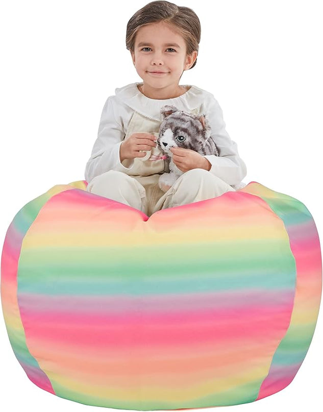 Nobildonna Stuffed Animal Storage Bean Bag Chair Cover Only for Kids Girls Toddler, Large Beanbag Chair without Filling for Organizing Children Soft Plush Toys - LeafyLoom