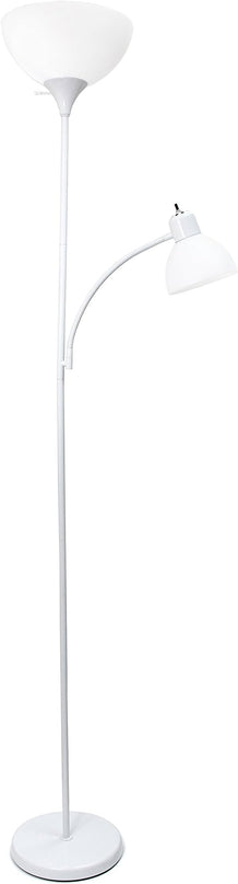 Simple Designs LF2000-WHT Mother-Daughter Floor Lamp with Reading Light, White - LeafyLoom