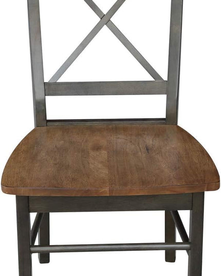 International Concepts X-Back Dining Chair, Height, Hickory/Washed Coal - LeafyLoom