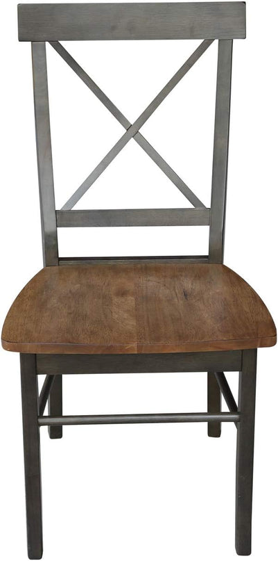 International Concepts X-Back Dining Chair, Height, Hickory/Washed Coal - LeafyLoom