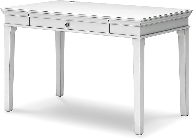 Signature Design by Ashley Kanwyn Classic Home Office Small Leg Desk with 1 Drawer and USB Ports, White - LeafyLoom